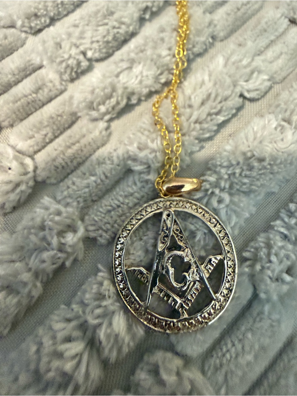 Gold and Silver Masonic Pendant Necklace - Elegant Women’s Jewelry